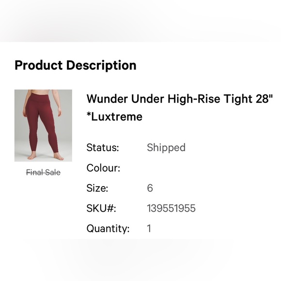 Wunder under lululemon high rise tights size 6. Like new! Luxtreme, 28” - Picture 1 of 1